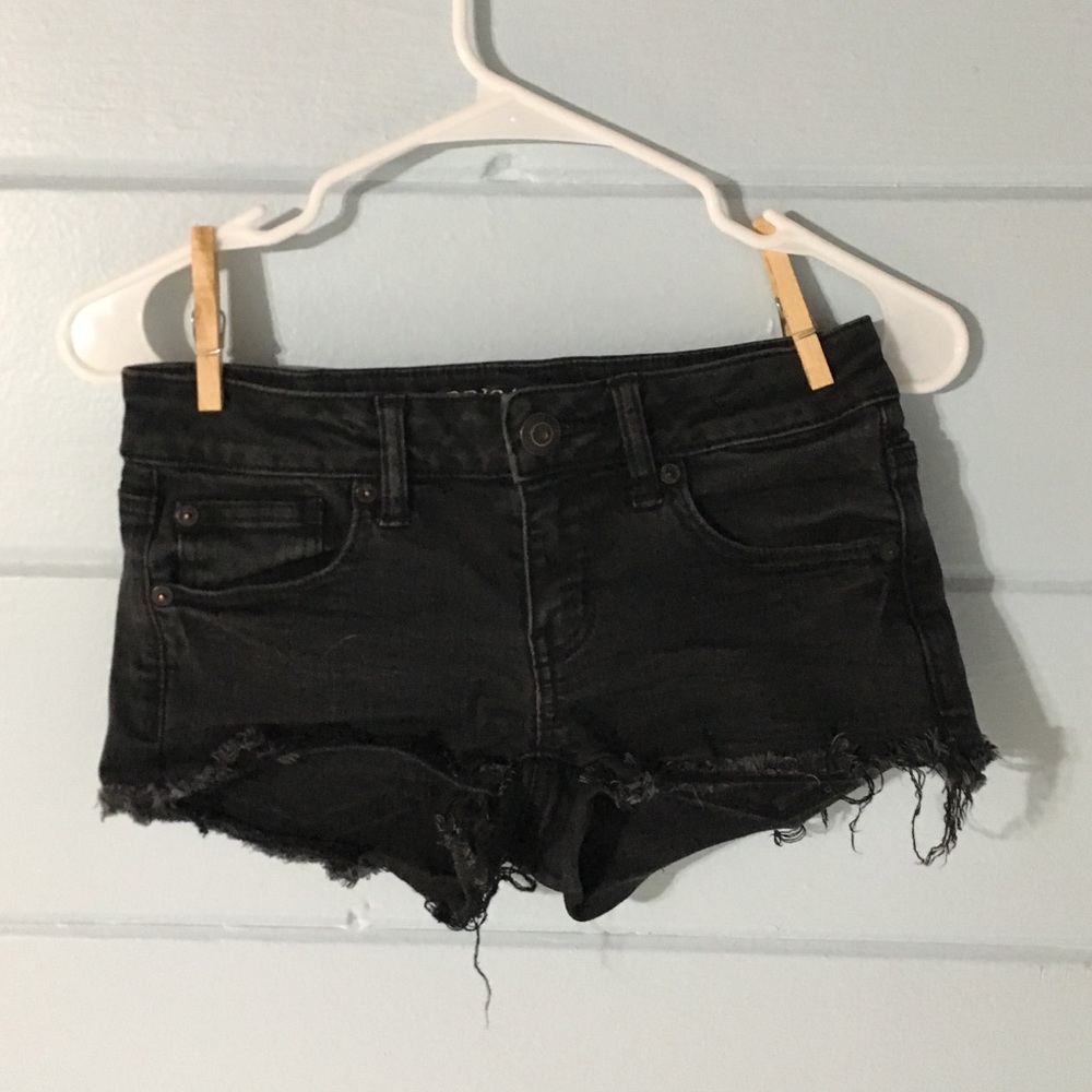 black denim ae cut off short shorts
